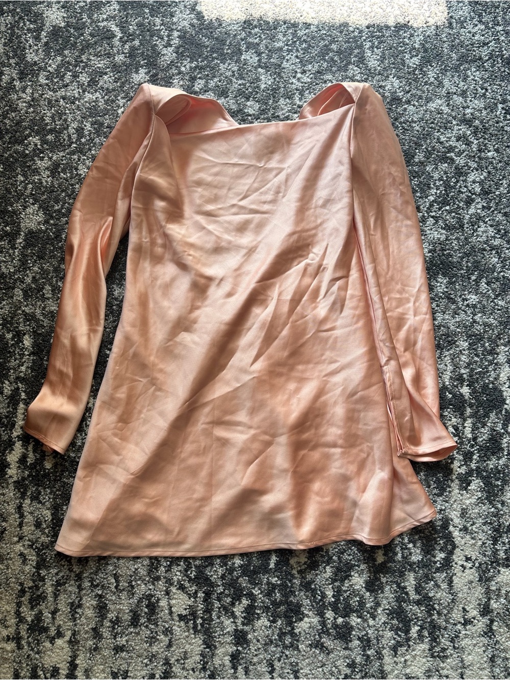 C/MEO Collective Satin Long Sleeve Blush Pink Vibe Mini Dress